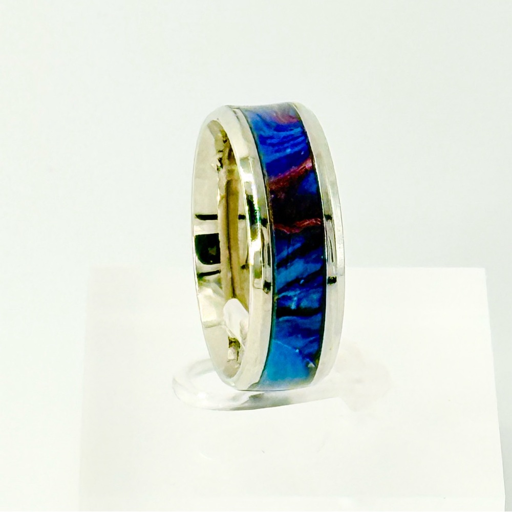 Silver Ring with Blue and Purple Inlay size 10 #32